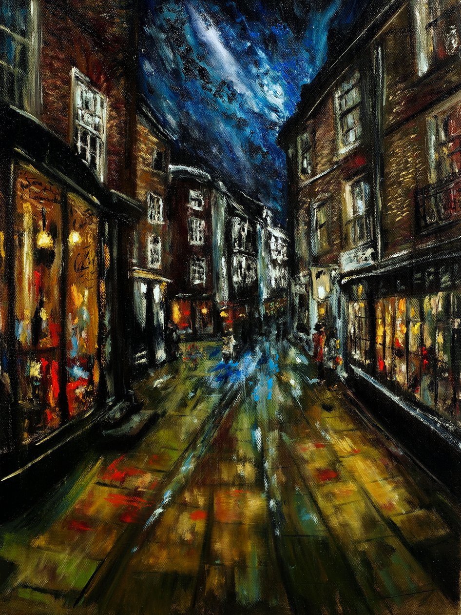 Rues de York baignées de lune, 2021 (huile sur toile) - Ruslana Levandovska