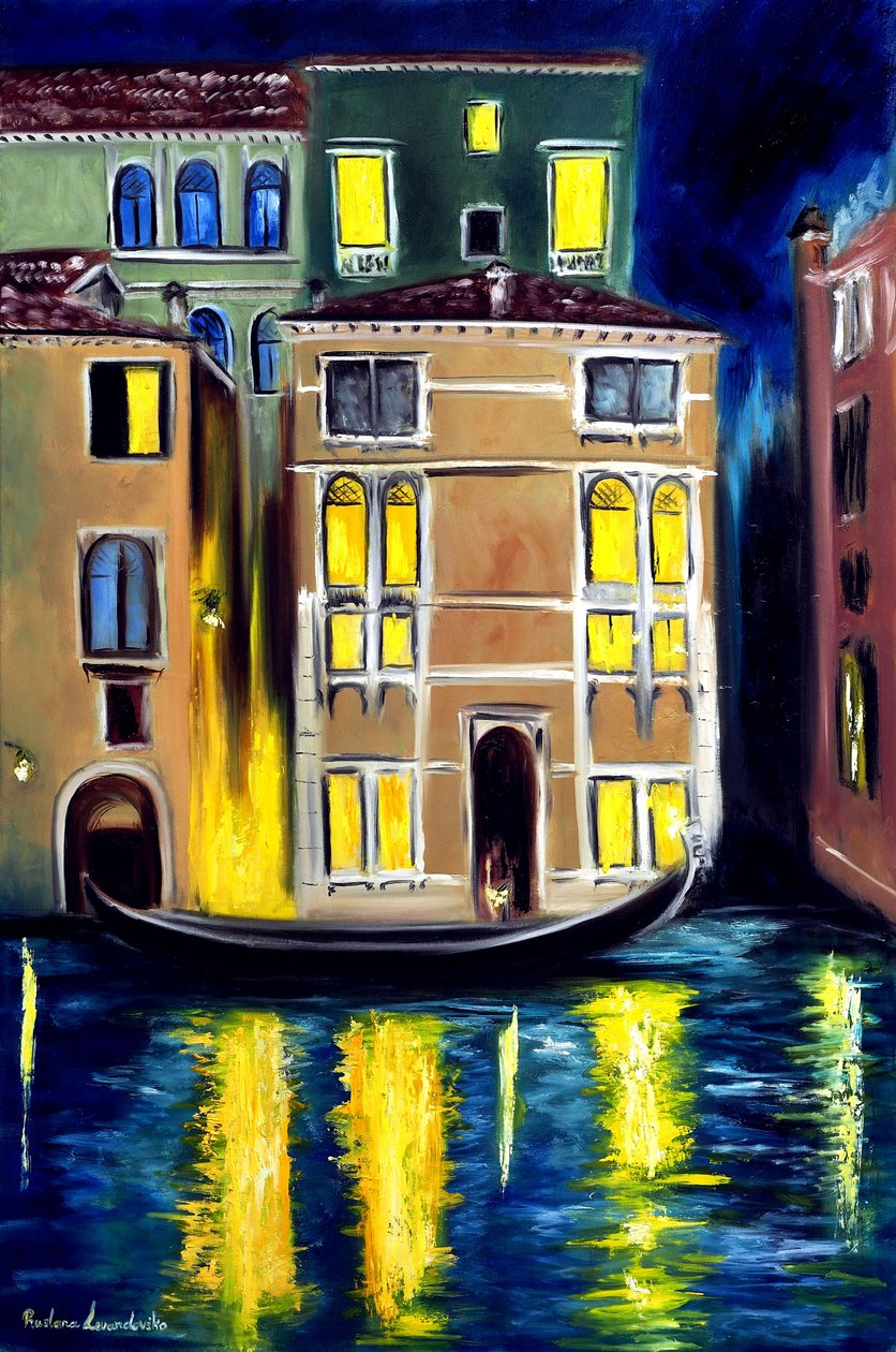 Nuit à Venise Italie, 2023 (huile sur toile) - Ruslana Levandovska