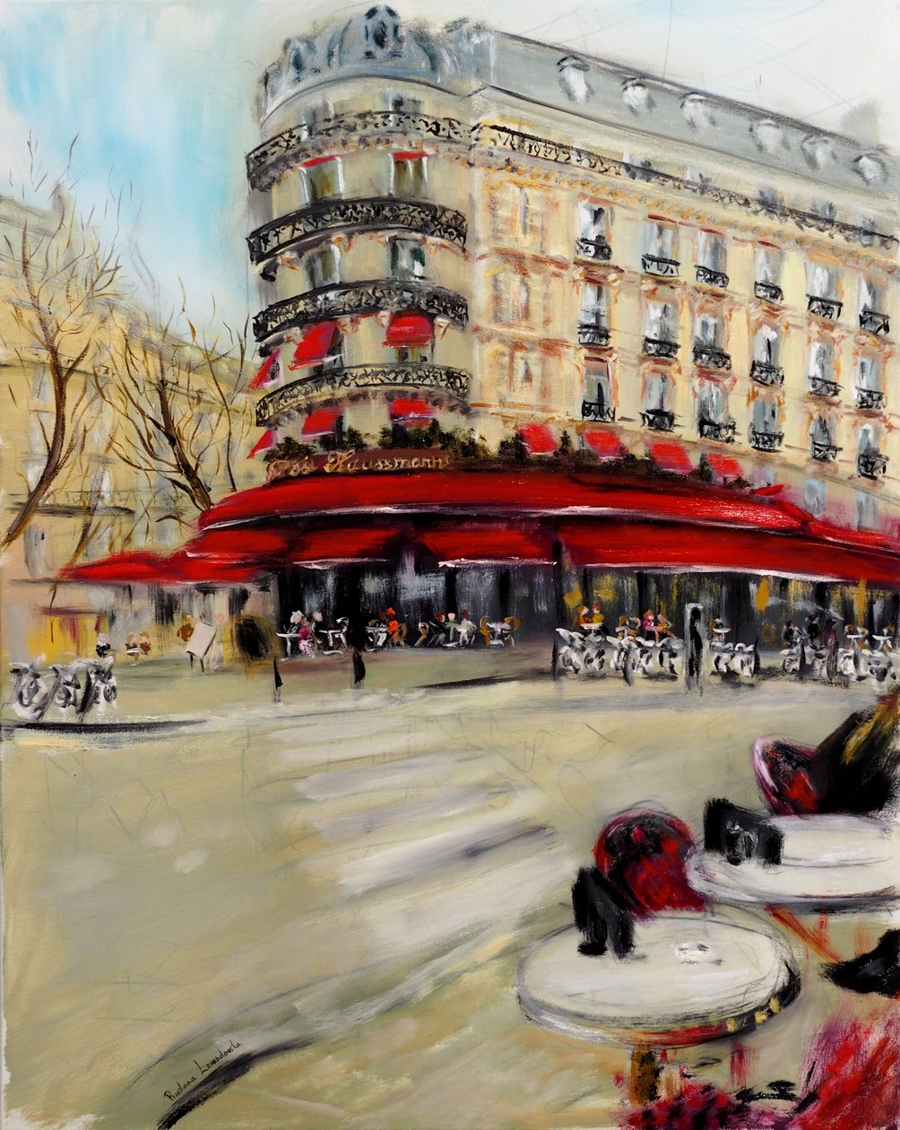 Brasserie de Paris Café Triadou Haussmann, 2021 (huile sur toile) - Ruslana Levandovska