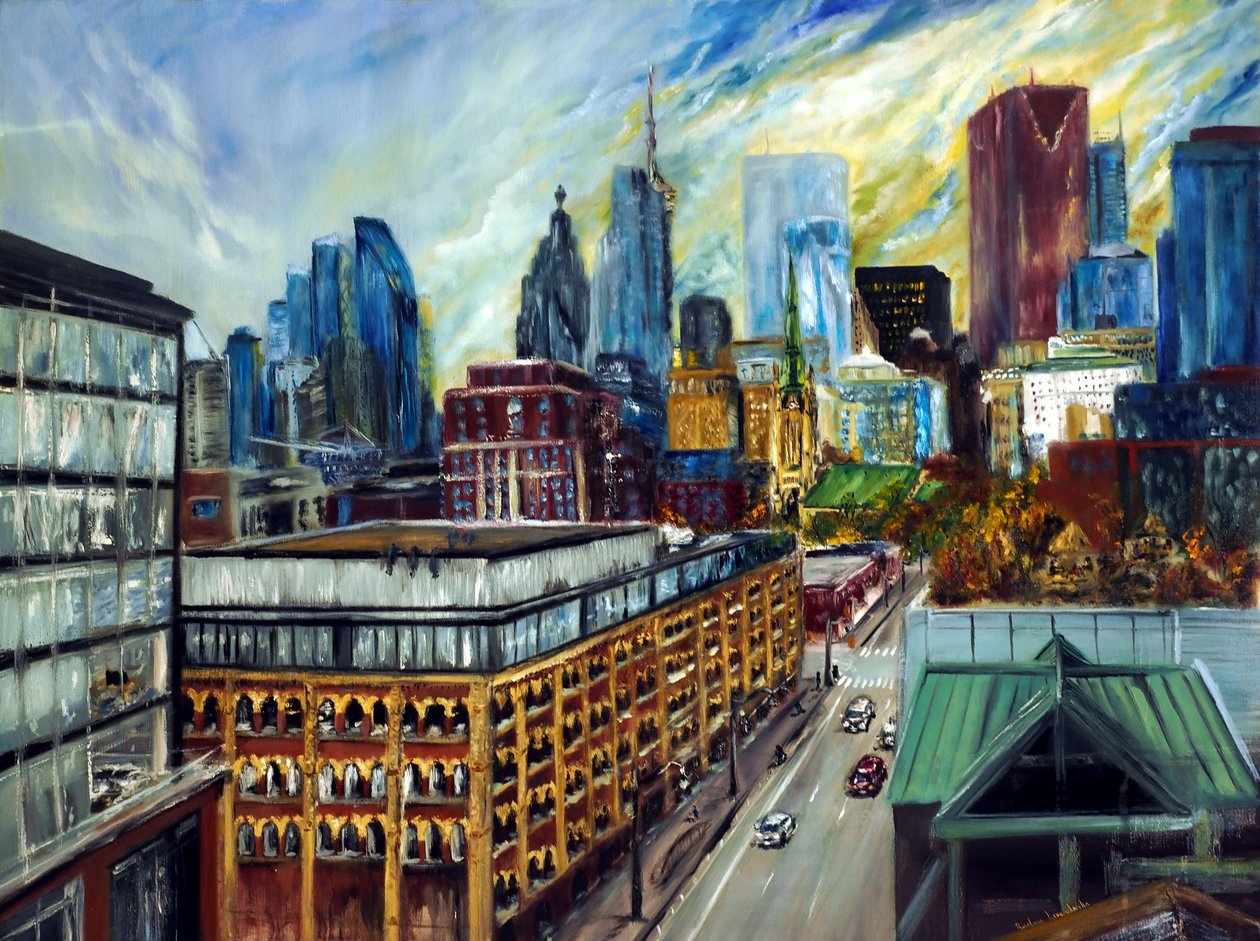 Vue de Toronto sur les toits, 2021 (huile sur toile) - Ruslana Levandovska