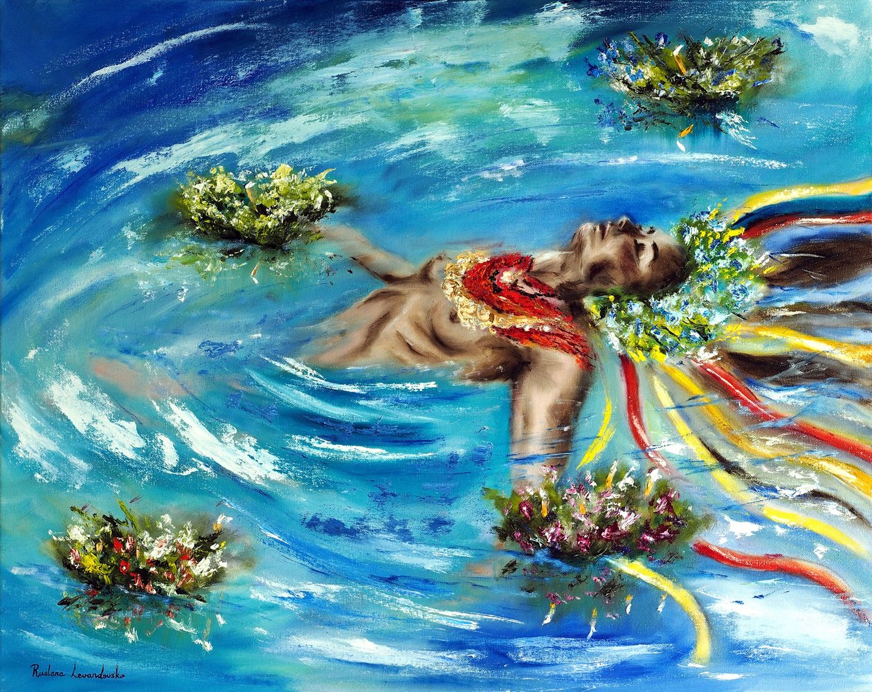Ophélie ukrainienne, 2022 (huile sur toile) - Ruslana Levandovska