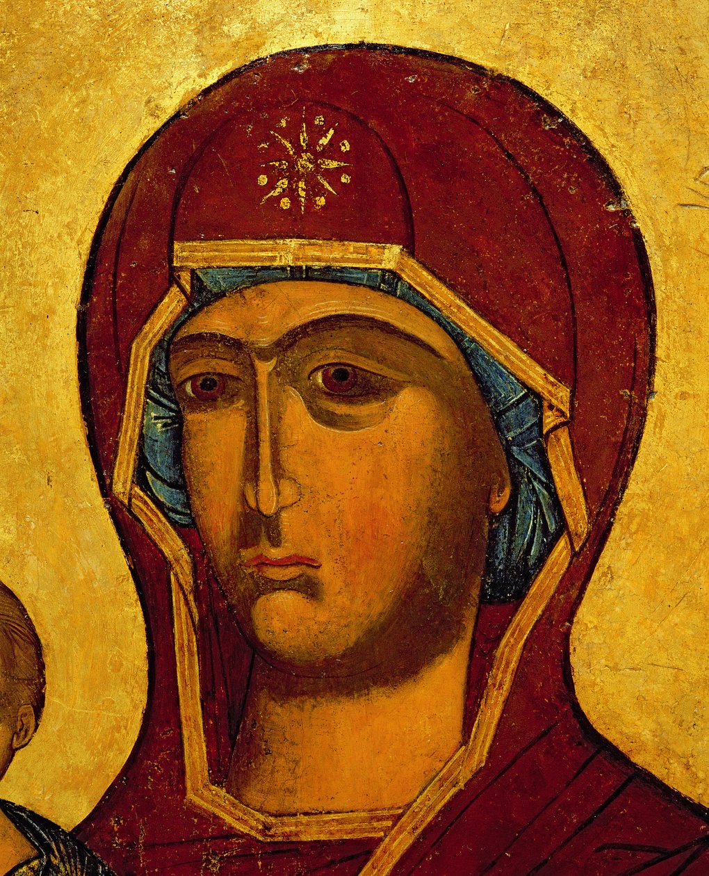 Icône représentant la tête de la Vierge, vers 1550 (détail) - Russian School