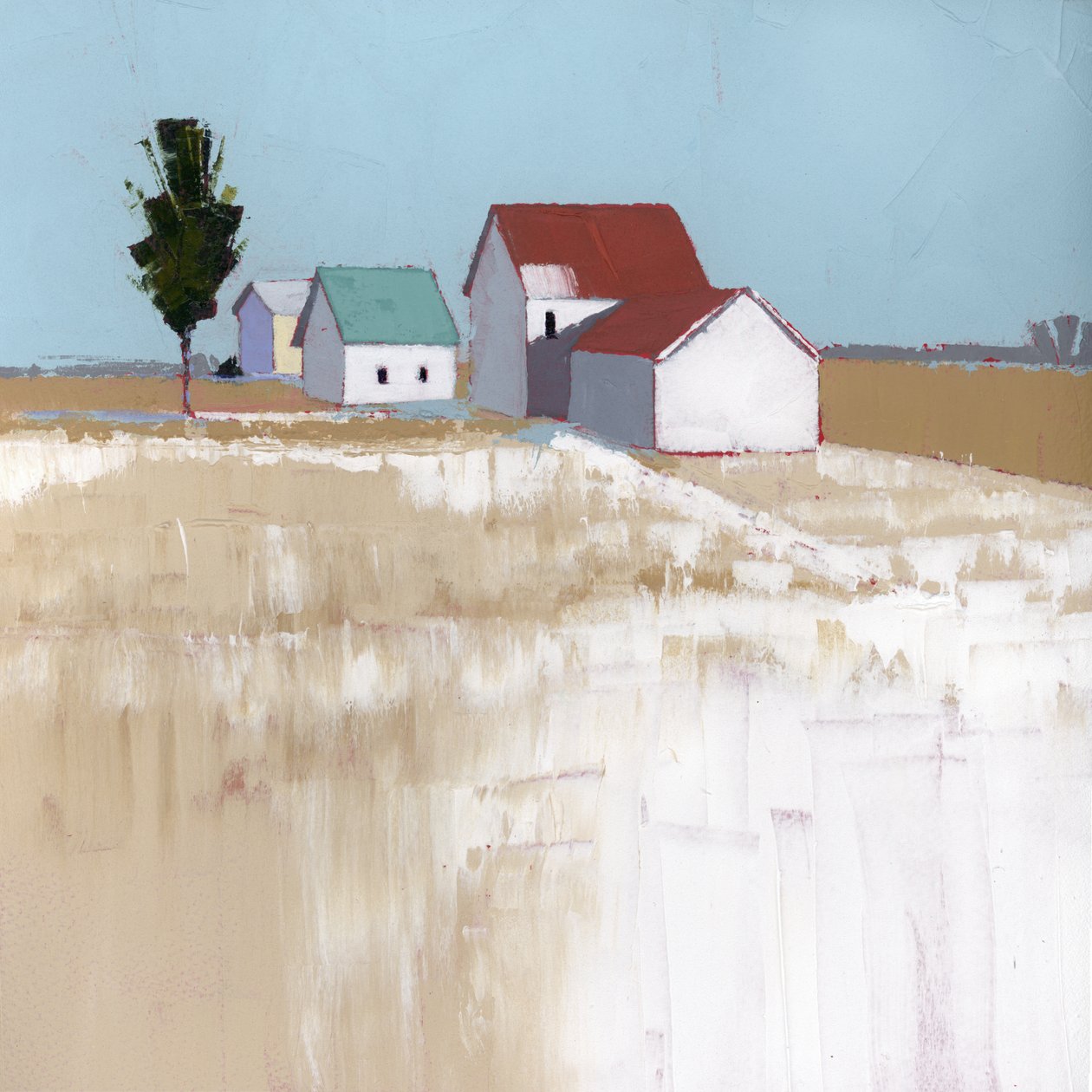 Neige sur le toit, 2025, acrylique sur panneau de bois - Ruth Lague