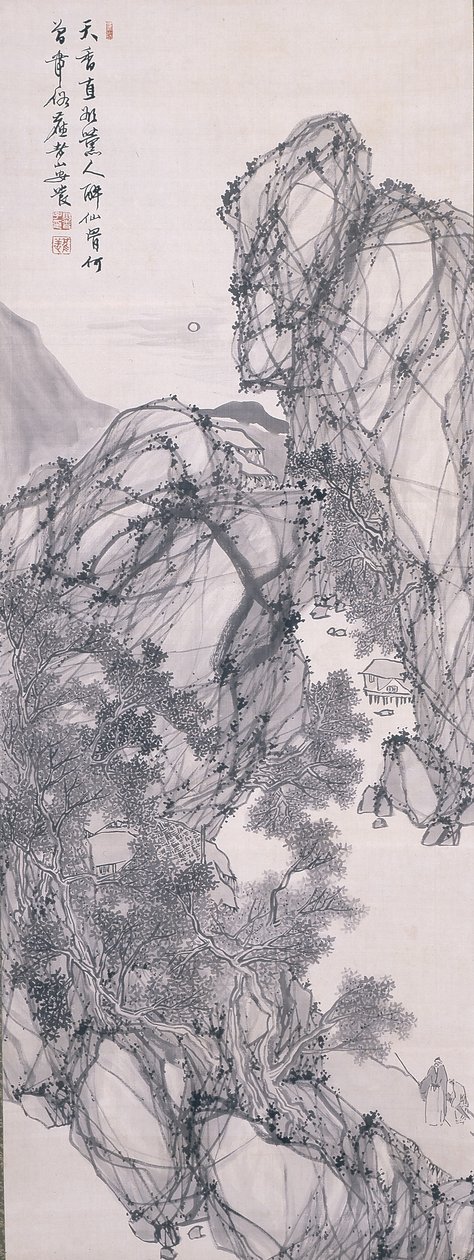 Paysage au clair de lune avec érudit et serviteur - Rôzan Yasuda