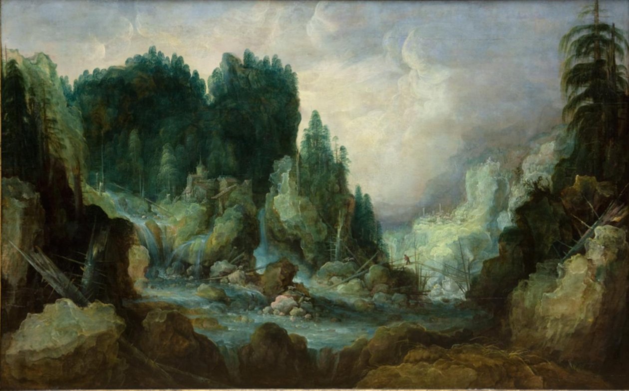 Paysage rocheux avec une rivière et une cascade - SMK 6187 Monogrammist IVDS