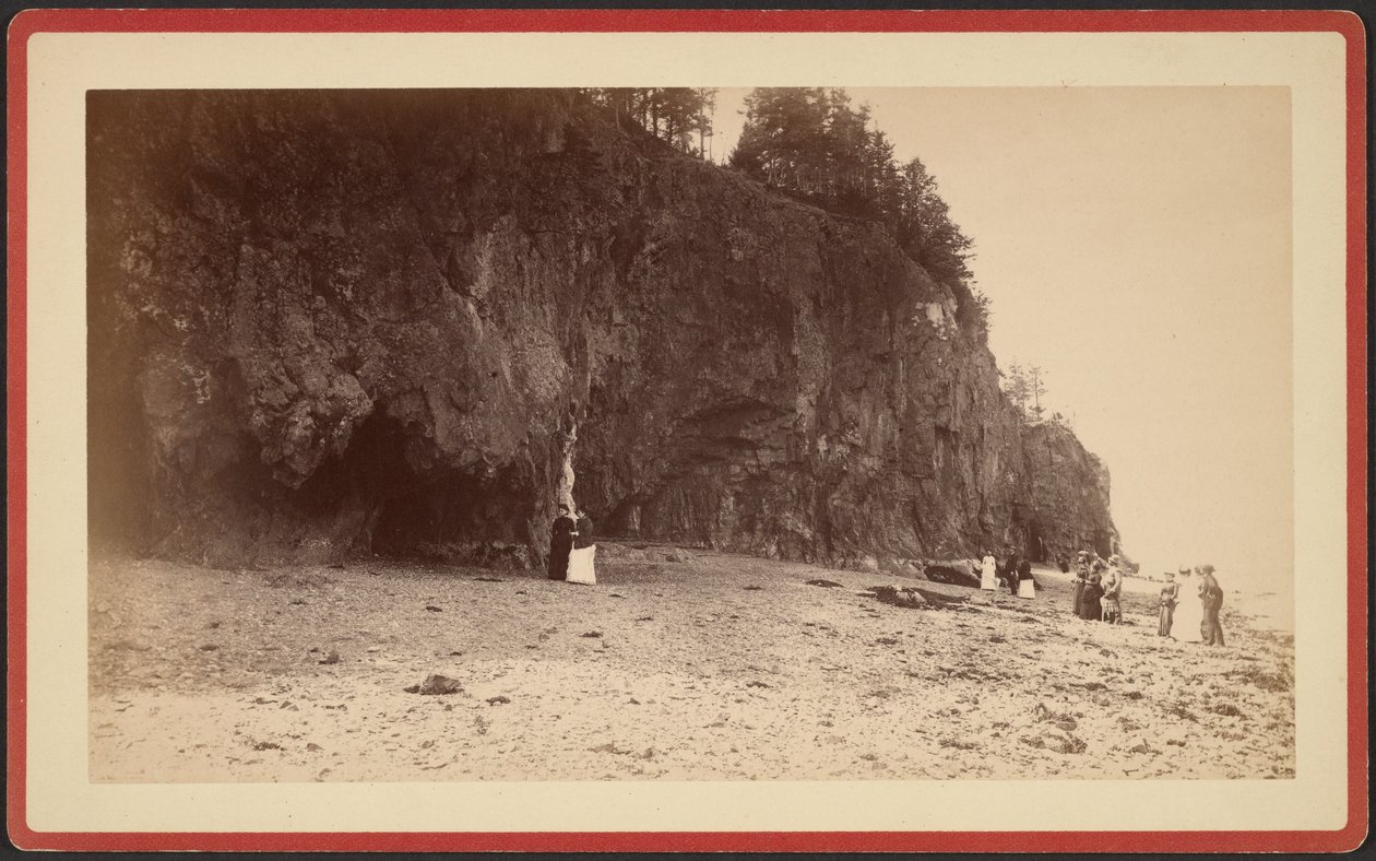 [Groupe de personnes sur le rivage près de falaises, peut-être à Mt. Desert, Maine] - S.R. Stoddard