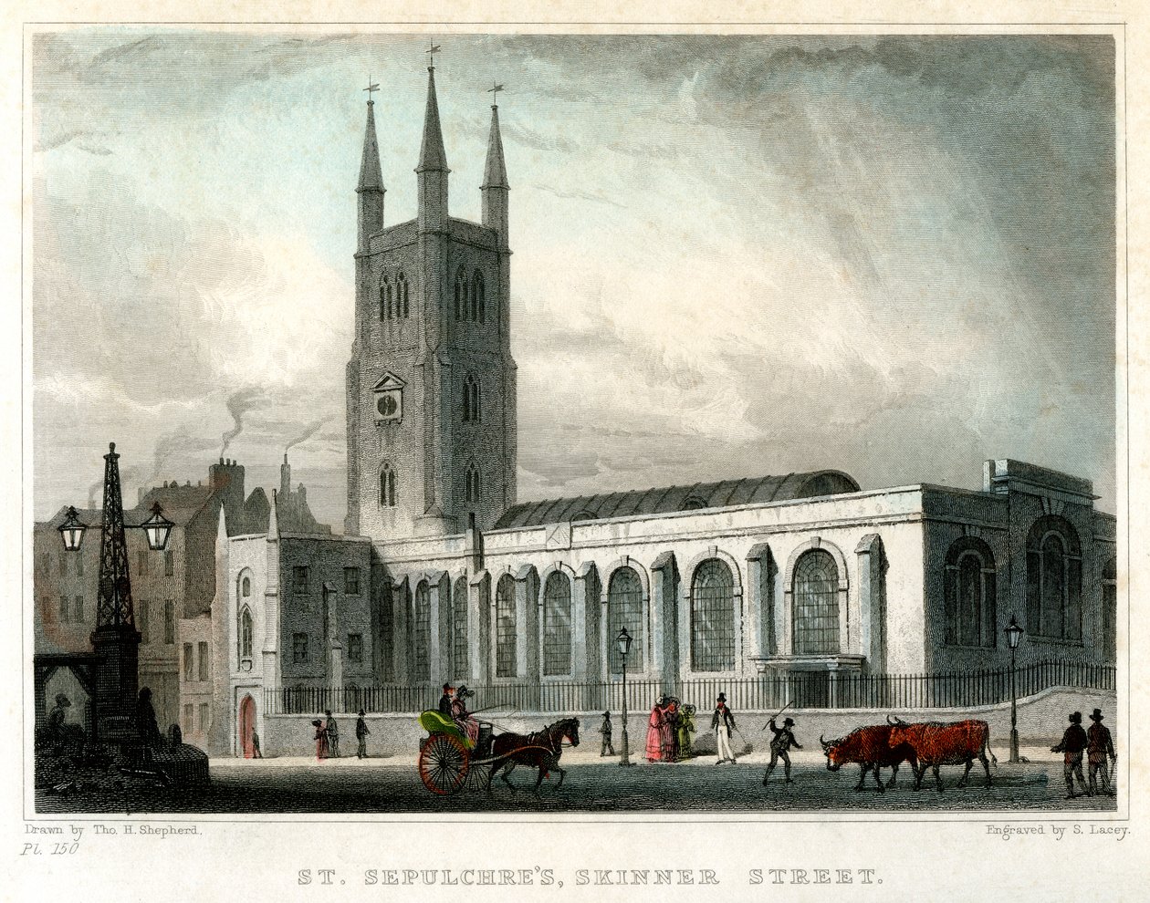 Église Saint-Sépulcre, Skinner Street, Londres, vers 1830 - S. Lacey