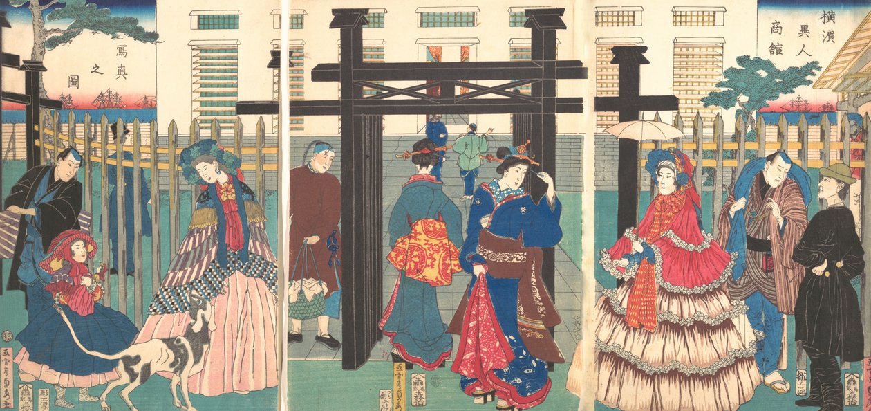 Établissement commercial étranger à Yokohama, 1861 - Sadahide Utagawa