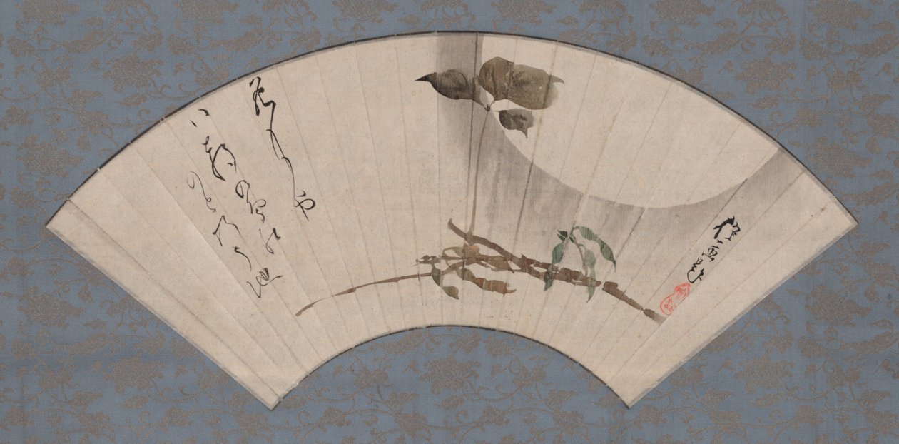 Lune des moissons et haricot corbeau avec haïku - Sakai Hoitsu
