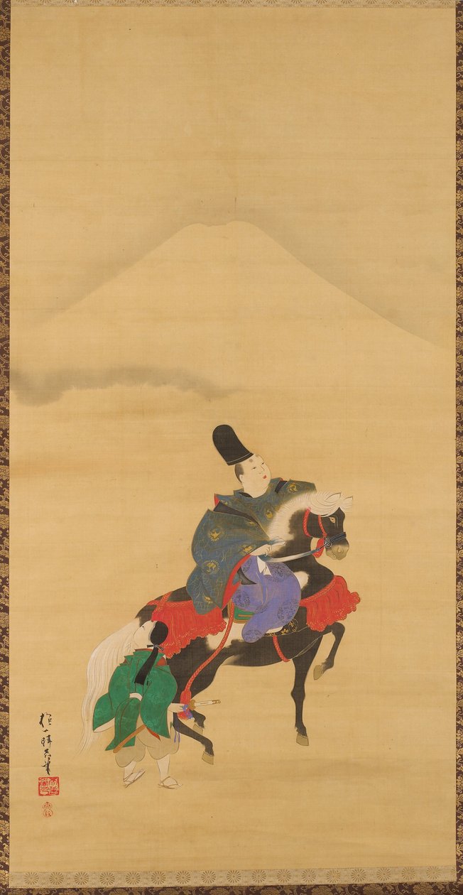 Narihira reitet unterhalb des Fuji - Sakai Hoitsu