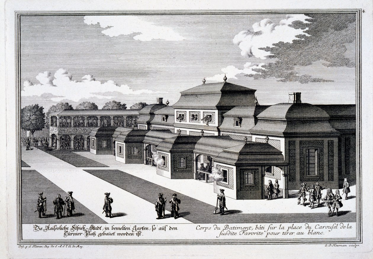 Champ de tir construit sur la Place du Carrousel pour le Palais du Prince, Vienne, de 