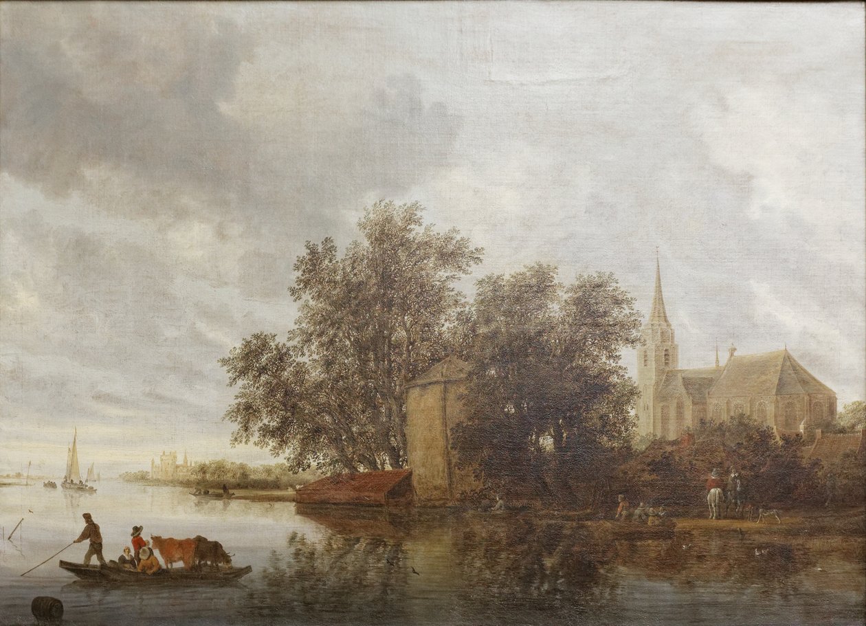 Bord de rivière avec une église - Salomon van Ruisdael or Ruysdael