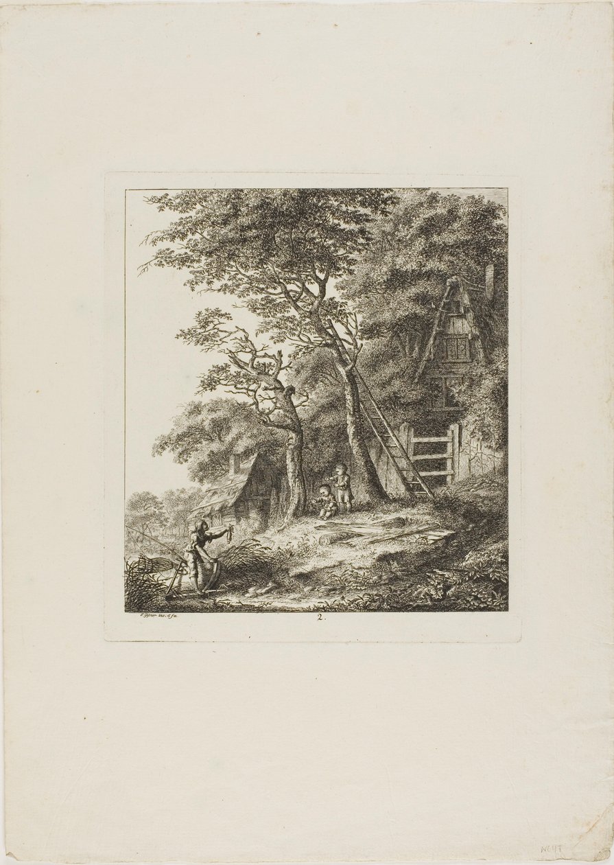 Pêcheurs avec enfants, deuxième planche de Paysages Dédiés à M. Warelet - Salomon Gessner