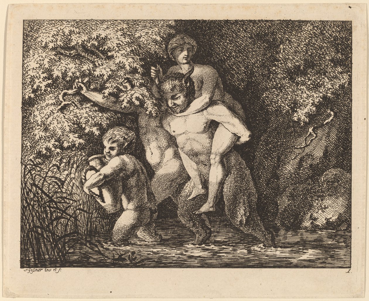 Satyre portant une nymphe - Salomon Gessner