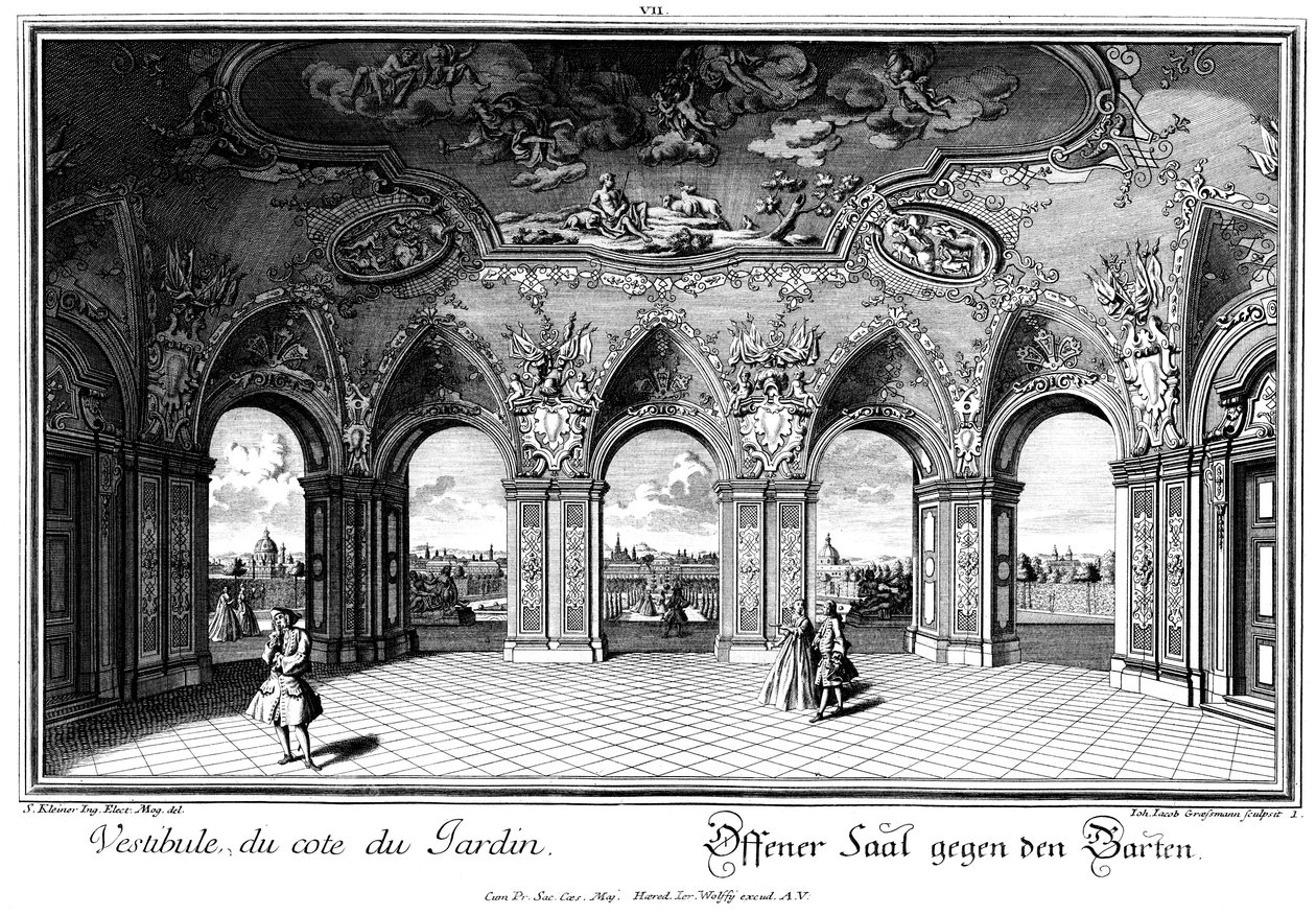 Vue de la Sala Terrena sur le jardin - Salomon Kleiner