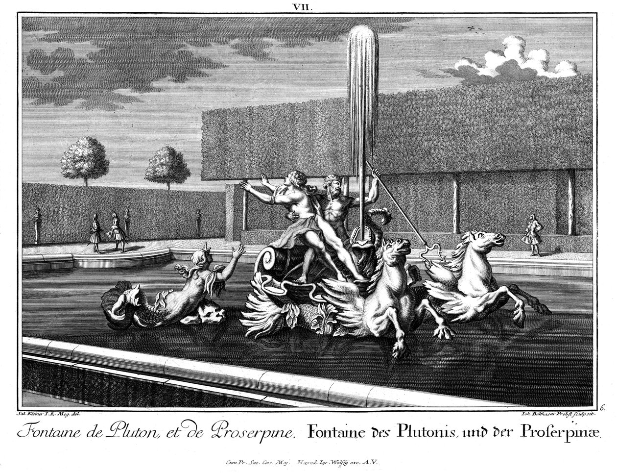 Perspective de la fontaine de Pluton et Proserpine - Salomon Kleiner