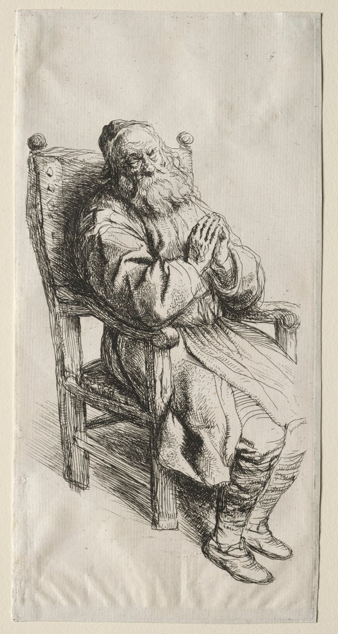 Un vieil homme dans une chaise, priant - Salomon Koninck