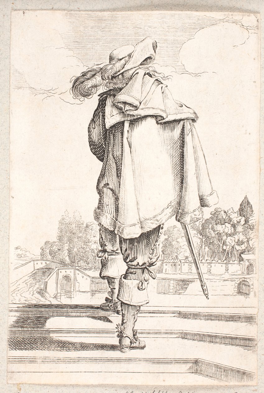 Homme vu de dos montant un escalier de trois marches - Salomon Savery