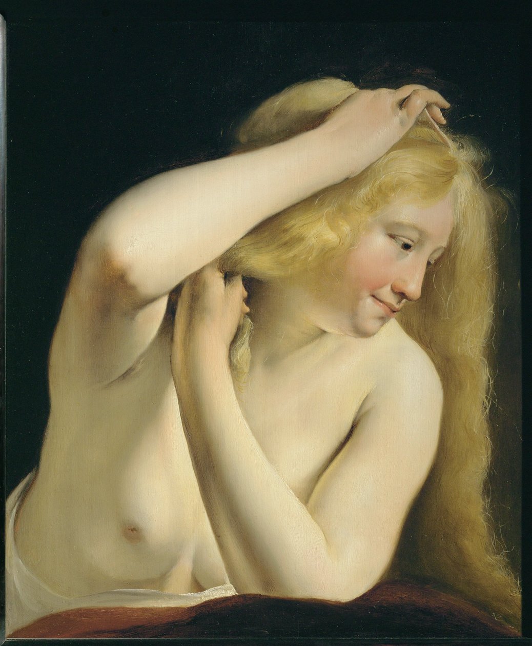 Jeune femme se peignant les cheveux ... - Salomon de Bray