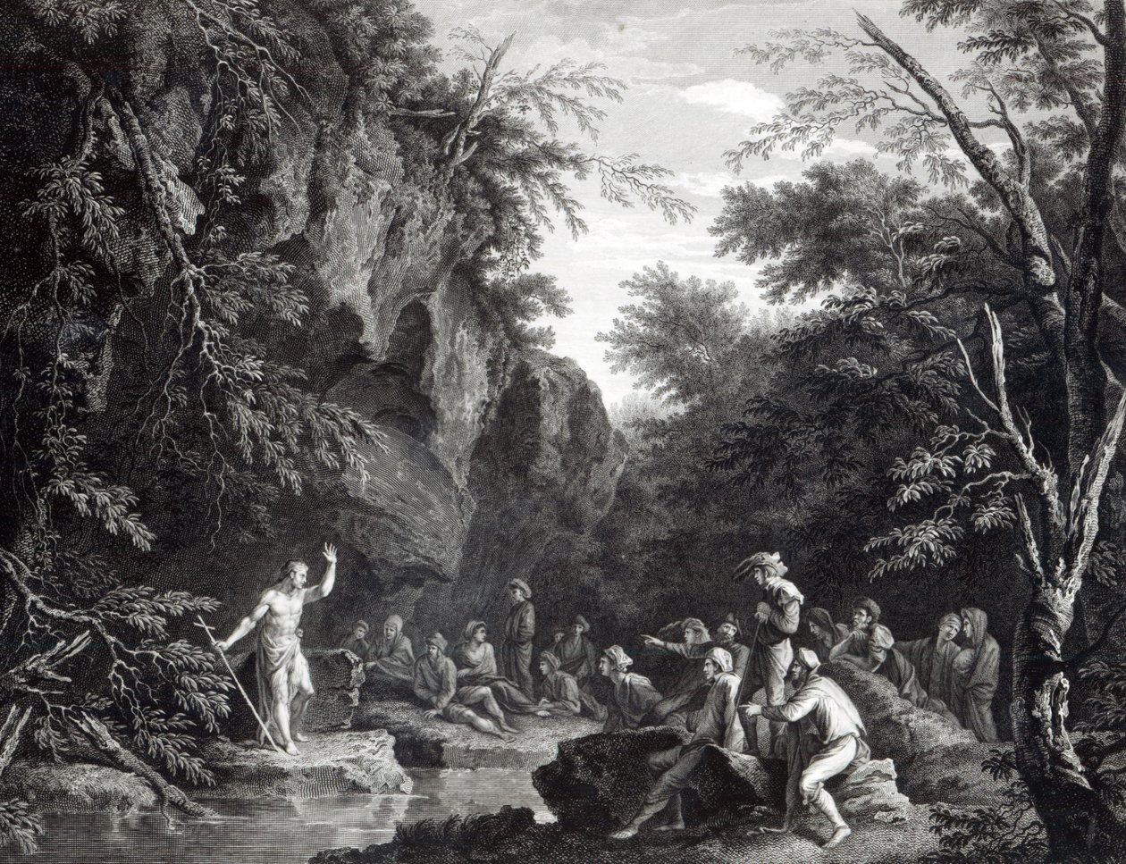 Saint Jean prêchant dans le désert, gravé par John Browne, 1768 - Salvator Rosa