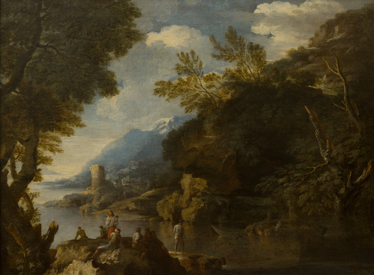 Paysage avec figures et bateaux, vers 1635-73 - Salvator (follower of) Rosa