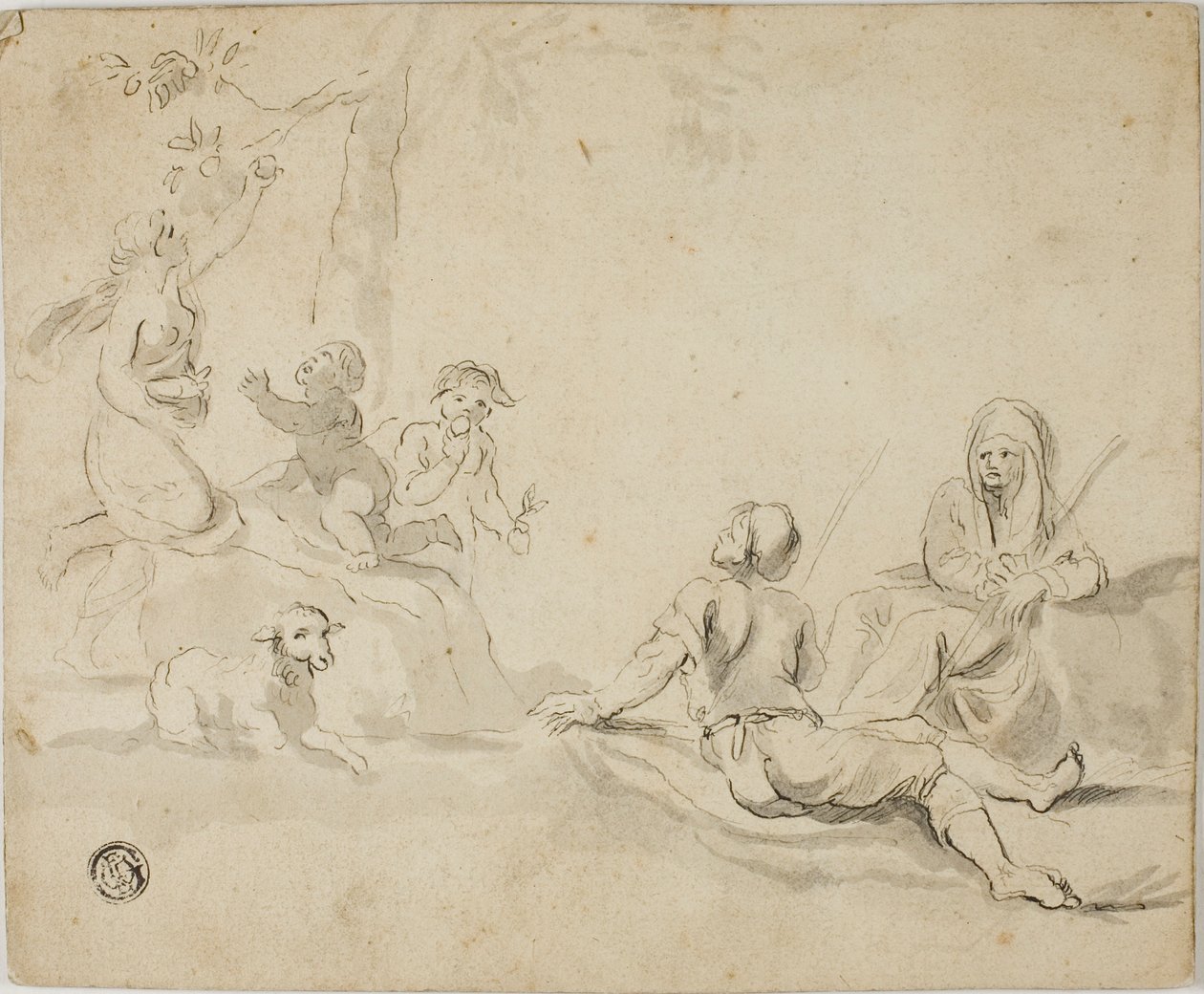 Cueilleurs de pommes et bergers au repos - Salvator Rosa