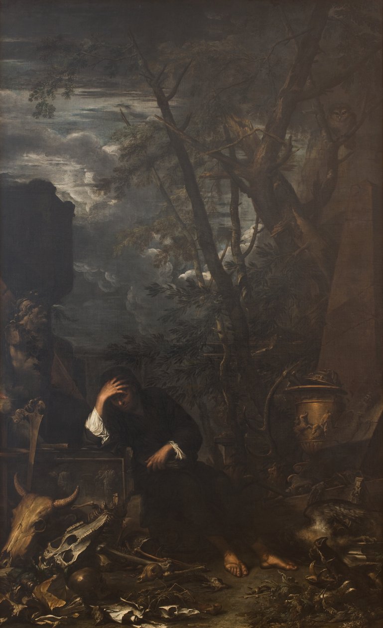Démocrite en méditation - Salvator Rosa