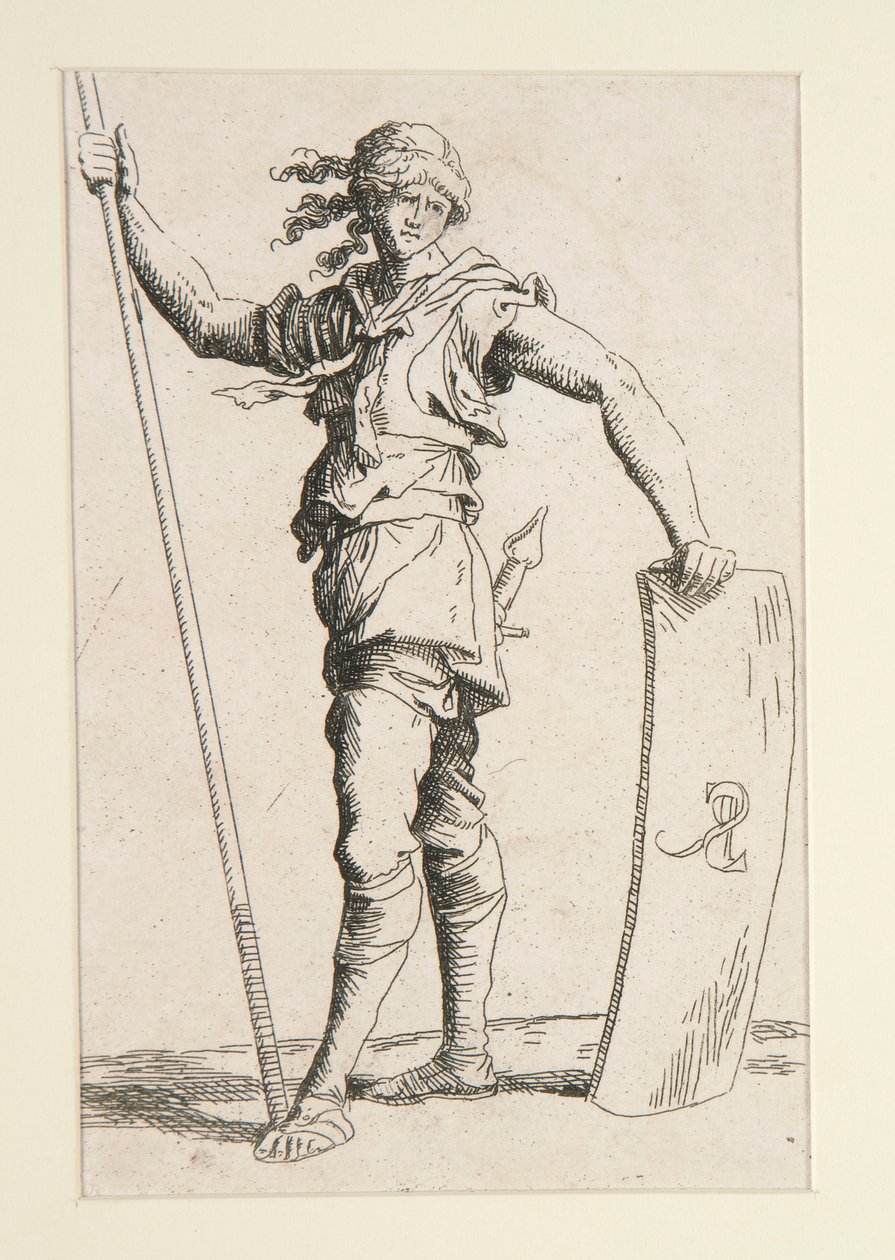 Soldat avec lance et bouclier - Salvator Rosa