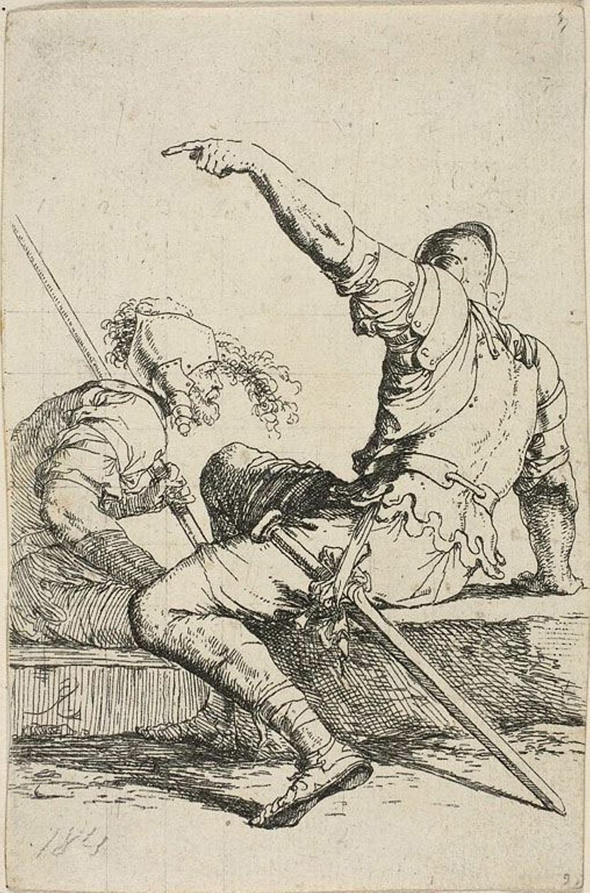 Deux guerriers assis sur des rochers bas - Salvator Rosa
