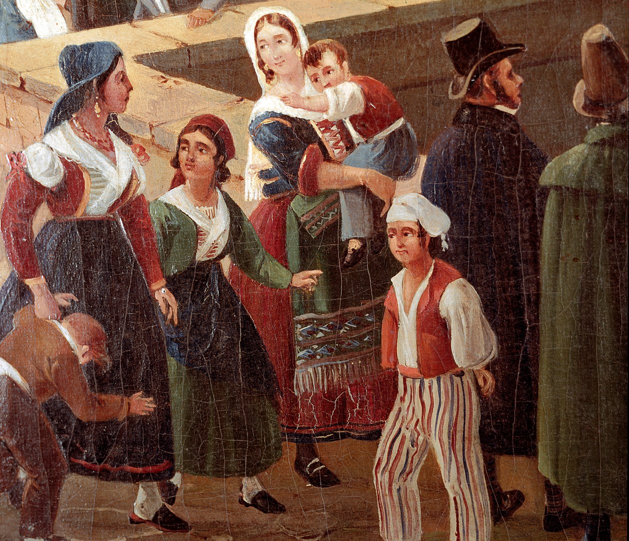 Costumes traditionnels napolitains : gens du peuple (détail) - Salvatore Fergola