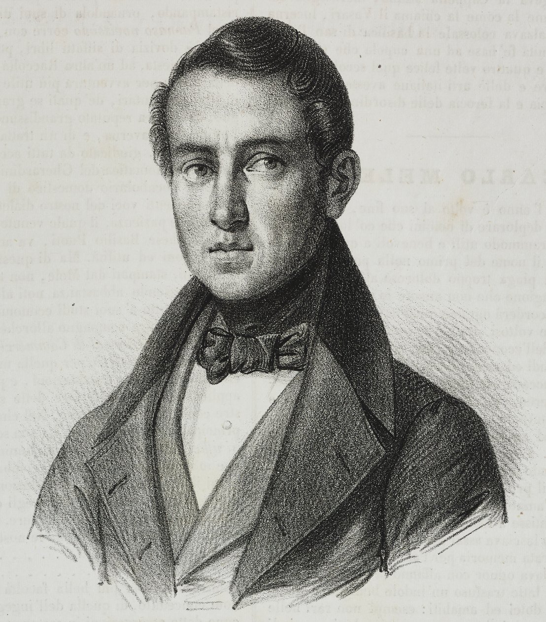 Portrait de Carlo Mele (1792-1841), lithographie de Salvatore Puglia de Poliorama Pittoresco, n°15, 20 novembre - Salvatore Puglia