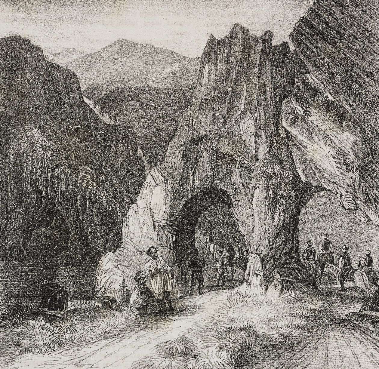 Vue dans les Balkans, lithographie de Salvatore Puglia de Poliorama Pittoresco, n 13, 2 novembre - Salvatore Puglia