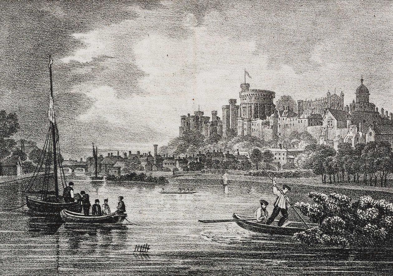 Vue du château de Windsor, Angleterre, Royaume-Uni, lithographie de Salvatore Puglia de Poliorama Pittoresco, n°32, 15 mars - Salvatore Puglia