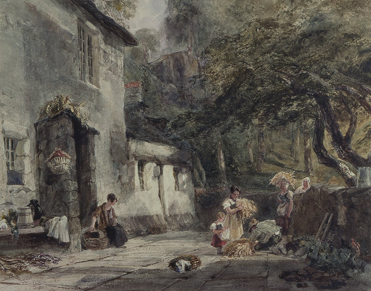 Un cottage au nord du Pays de Galles, avec des personnages - Samuel Austin