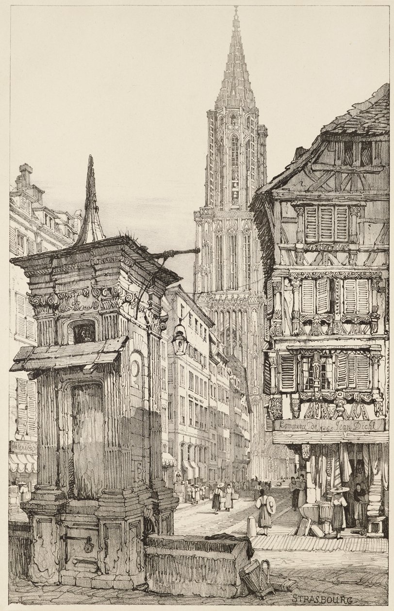 La rue Mercière et la façade ouest de la cathédrale de Strasbourg - Samuel (after) Prout