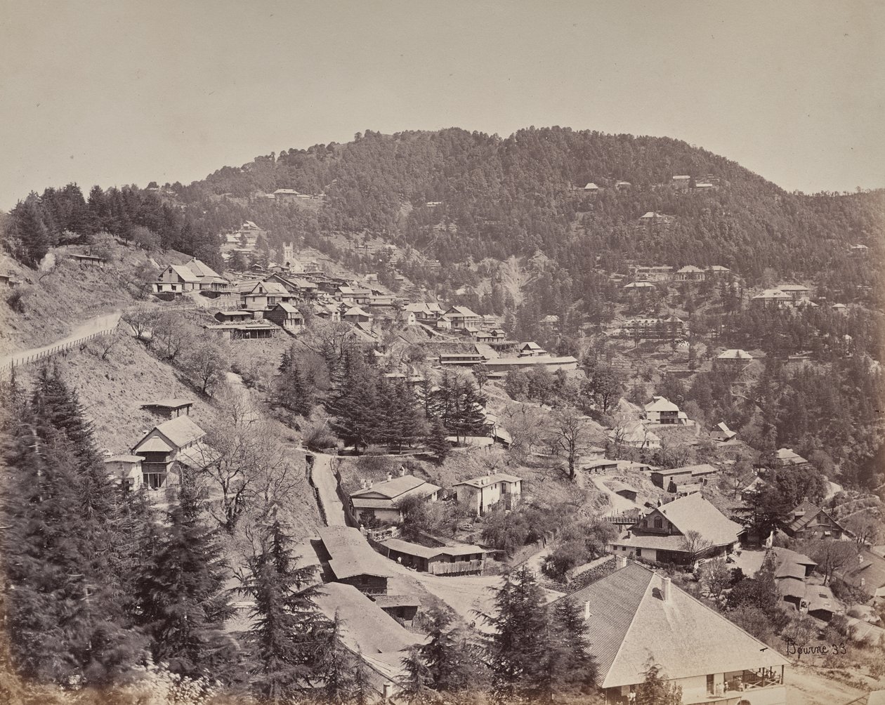 Shimla. Maisons de résidents européens, vue vers l