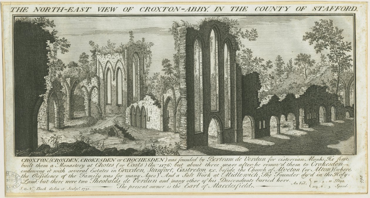 Abbaye de Croxden: gravure - Samuel Buck