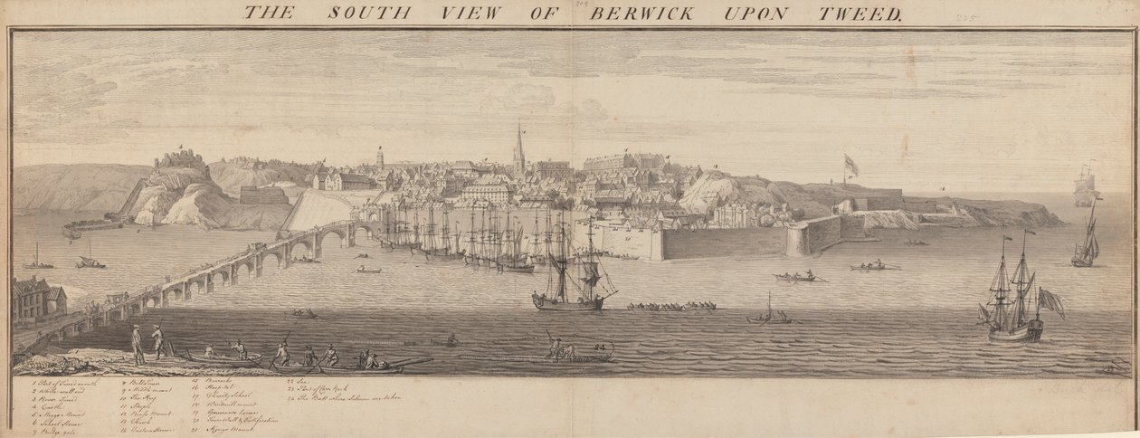 Vue sud de Berwick Upon Tweed - Samuel Buck