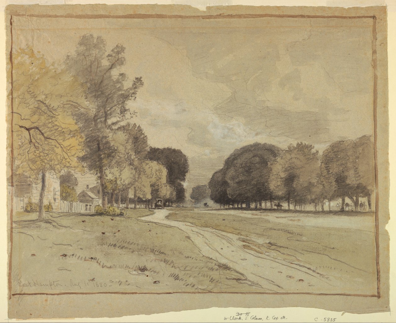 Dessin, rue principale, East Hampton, Long Island, 11 août 1880 - Samuel Colman