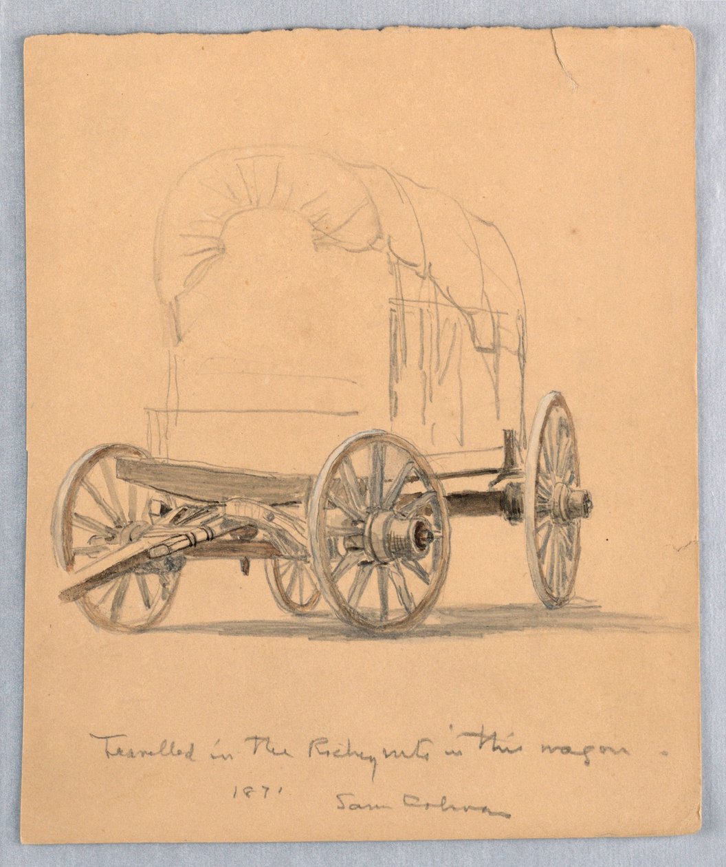 Dessin, étude de wagons couverts, 1871 - Samuel Colman