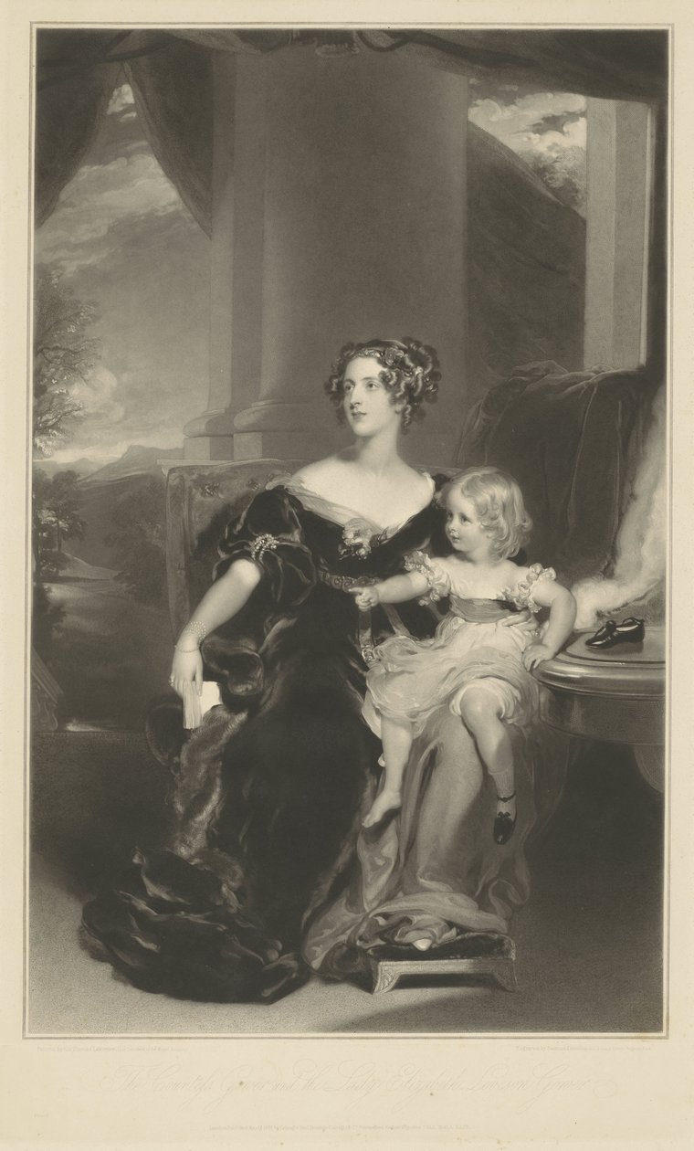 Portrait de Harriet, Comtesse Gower, et de sa fille - Samuel Cousins