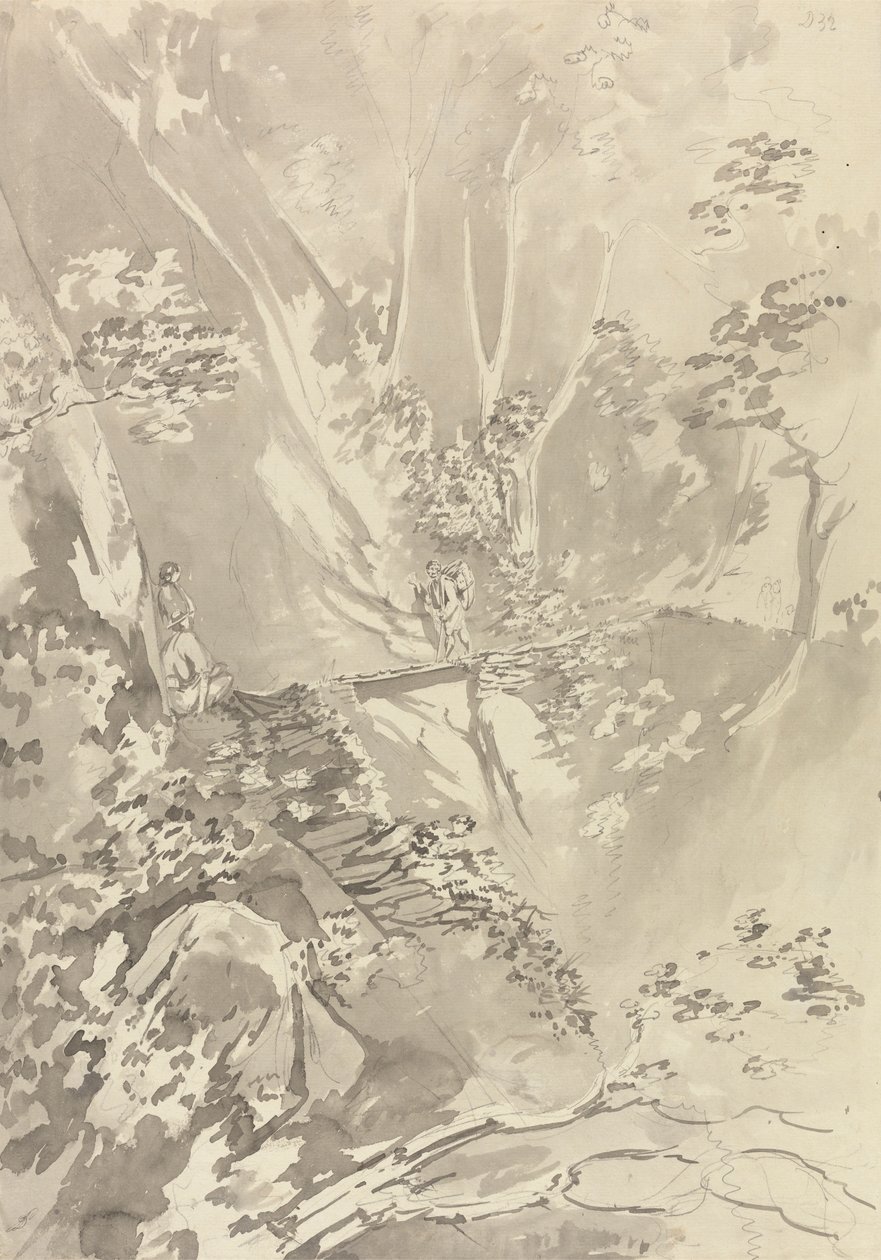 Figures traversant un pont au-dessus d