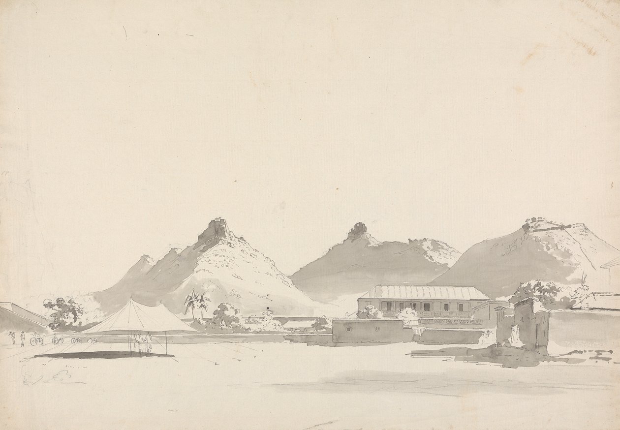 Camp militaire avec forts sur les collines derrière - Samuel Davis