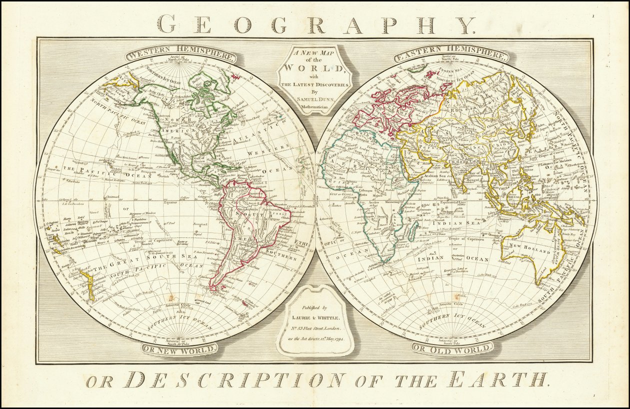 Carte du monde de 1794 par Samuel Dunn - Samuel Dunn