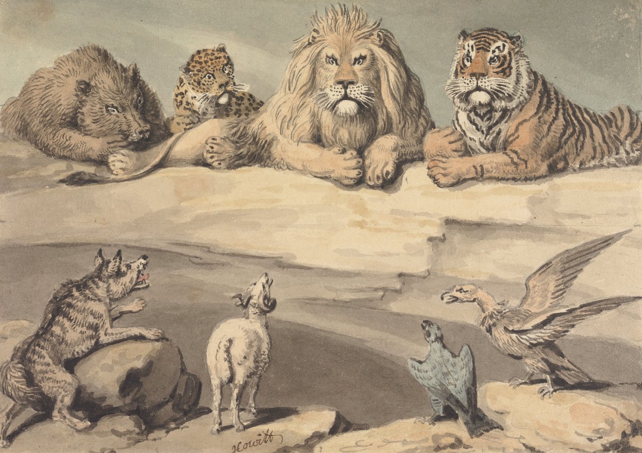 Un sanglier, un léopard, un lion, un tigre, un loup, un bélier et deux aigles - Samuel Howitt