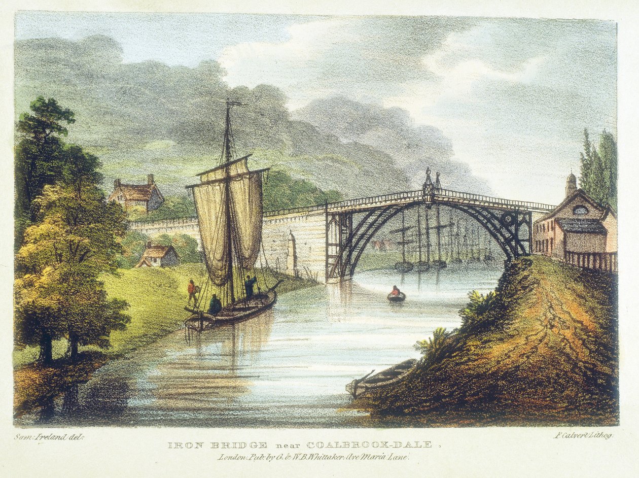 Pont de fer sur la Severn à Ironbridge, Coalbrookdale, Angleterre, construit en 1779 - Samuel Ireland