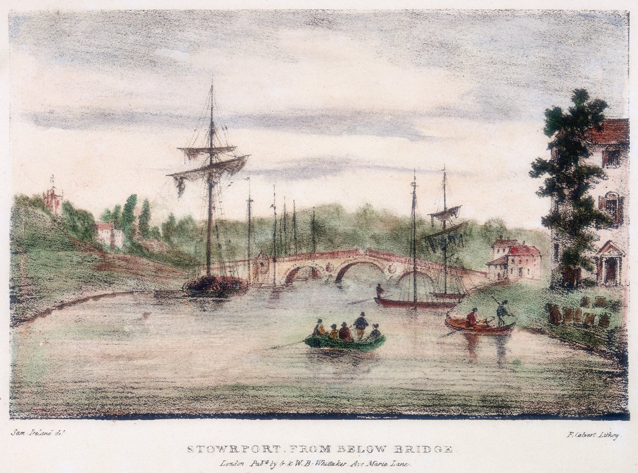 Stourport-on-Severn, Worcestershire, depuis le pont, vers 1795 - Samuel Ireland