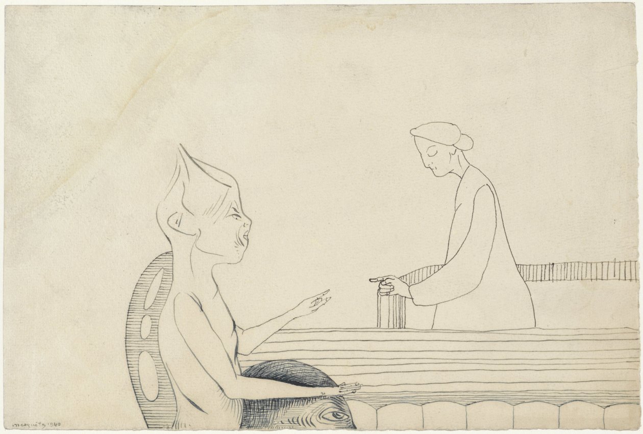 Deux figures fantastiques se pointant du doigt - Samuel Jessurun de Mesquita