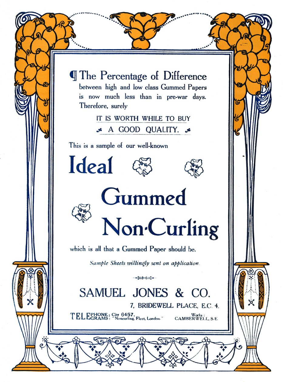 Samuel Jones & Co. - Publicité pour Gomme Idéale Non-Curling, 1919 - Samuel Jones