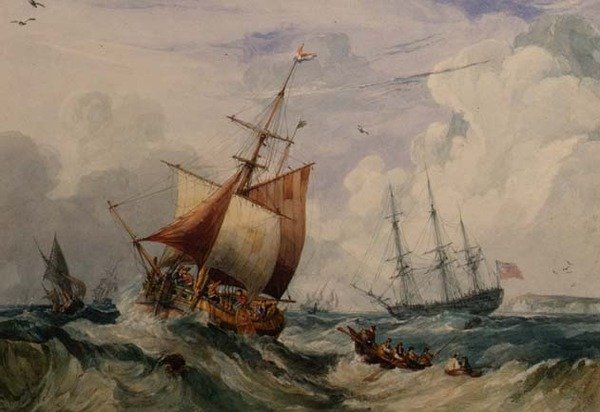 Un bateau de pêche français dans une houle au large de Douvres - Samuel Owen